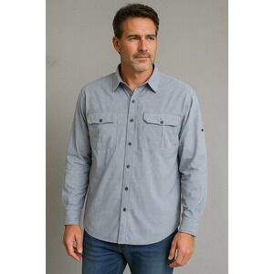 Orvis Shirt Mens 2XL Blue White Long Sleeve Check Relaxed Vented Fishing Outdoor